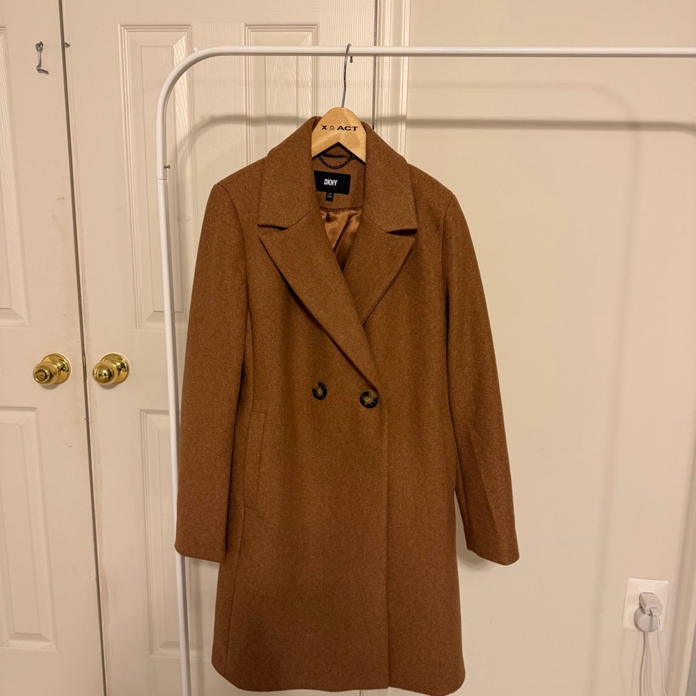 DKNY Women's Tan Pea Coat